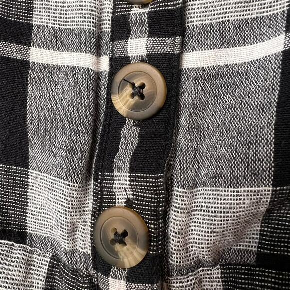 American Eagle Top Womens Size Medium Black & White Gingham Crop Tank Buttons - Picture 6 of 16